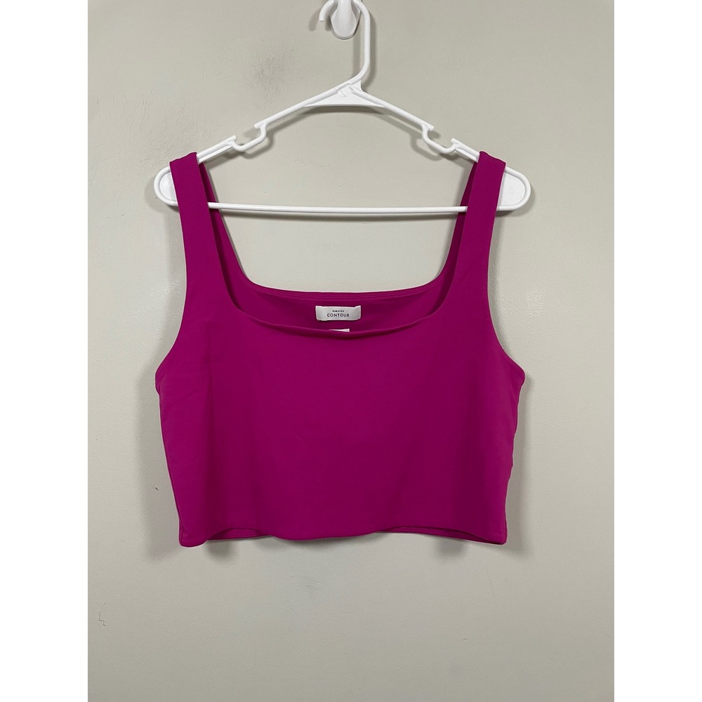 Aritzia Babaton Contour Cropped Square Neck Tank in Fuschia Size XL